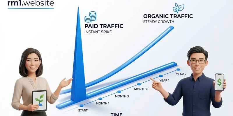 Google Ads vs SEO comparison for Malaysian SMEs showing cost and traffic differences