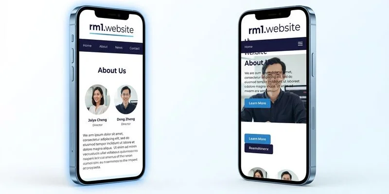 Mobile responsive website design comparison showing proper layout versus broken mobile layout