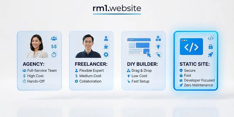 Comparison of website building options for Malaysian SME owners showing cost ranges