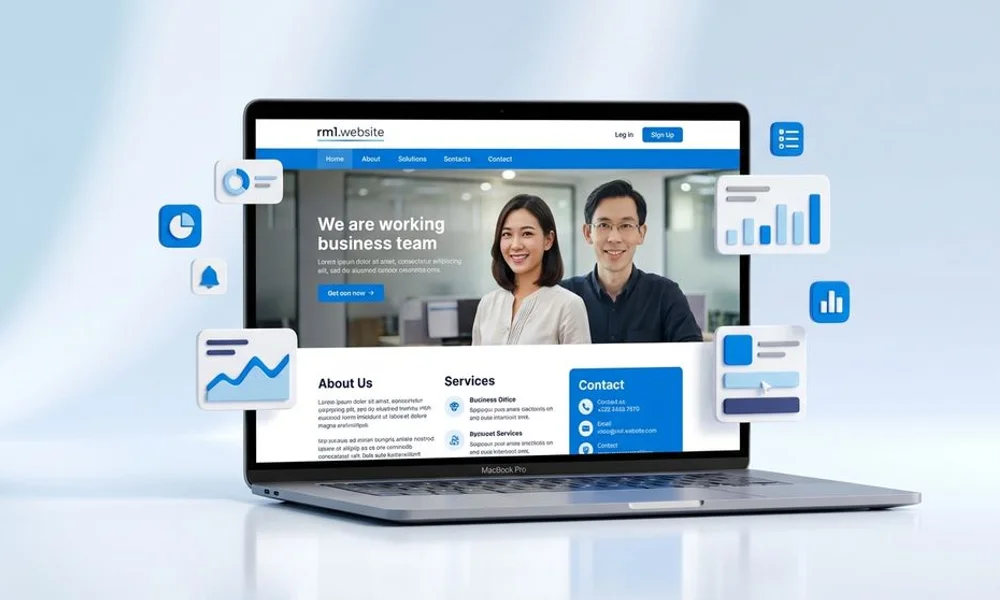 CWD Malaysia sample showing affordable web design for a Malaysian SME on MacBook Pro