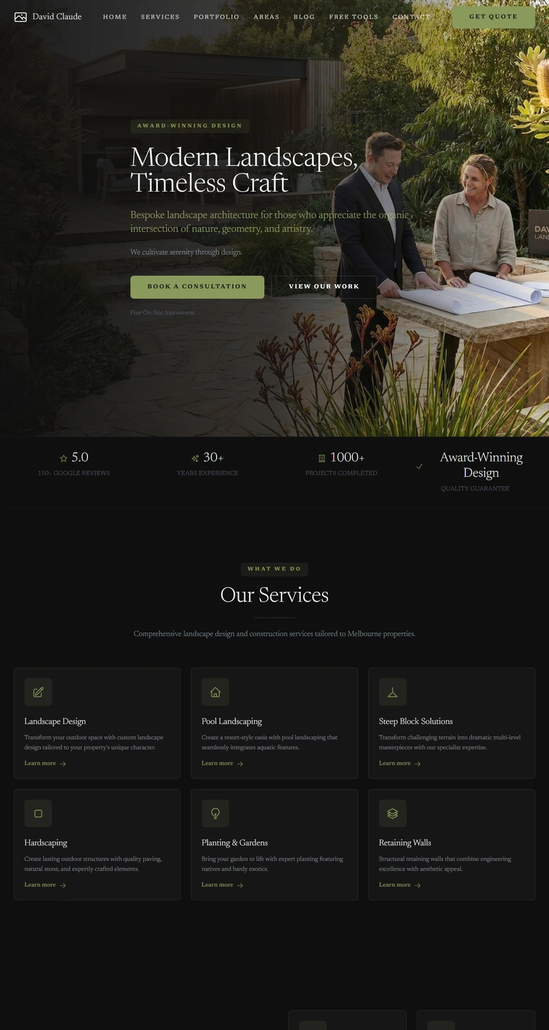 Cheap web design sample for David Claude Landscape Design in Malaysia